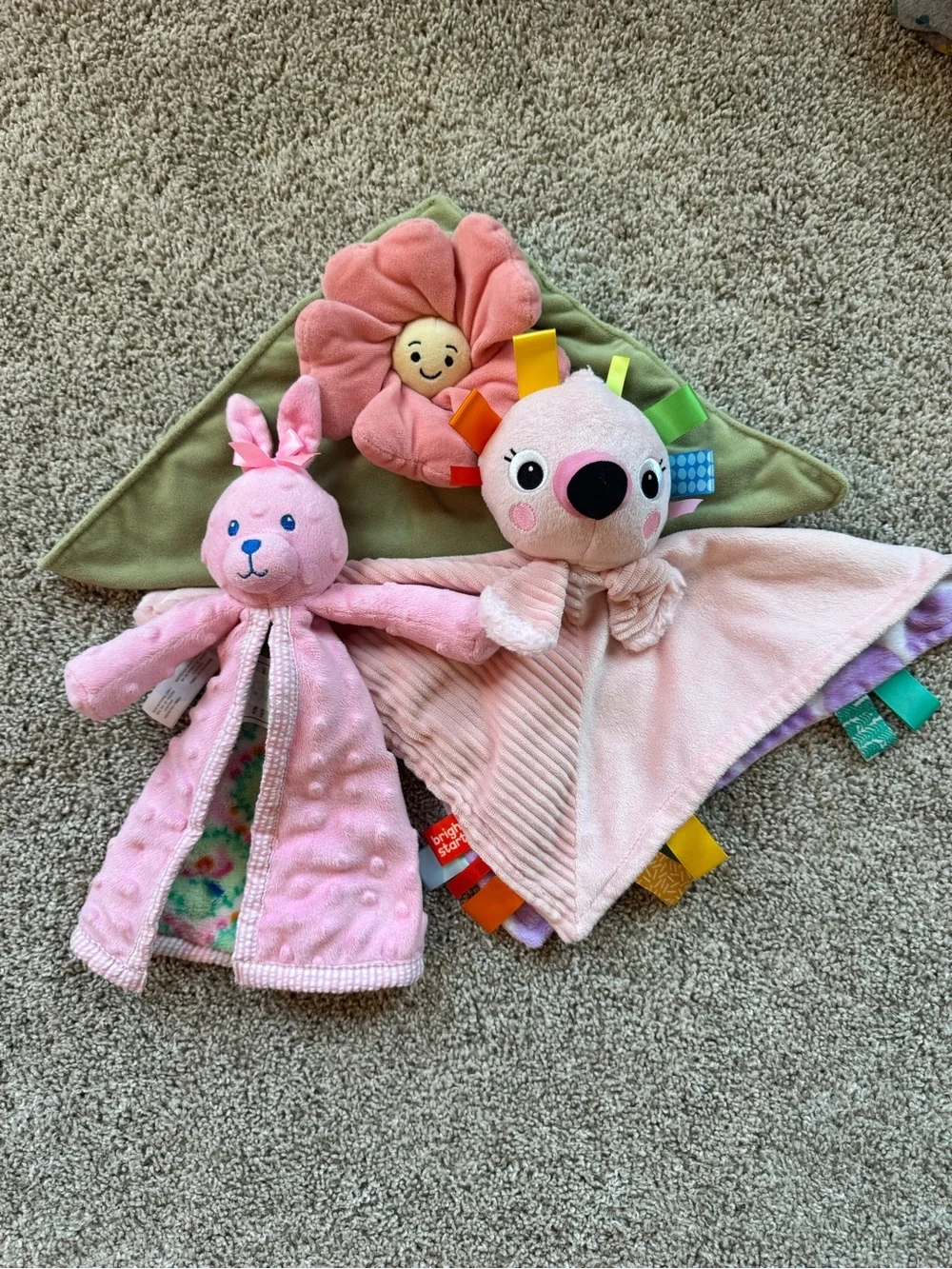 Jellycat Baby Lovey Security Blanket Lot Bunny Koala Flower Pink Green Plush